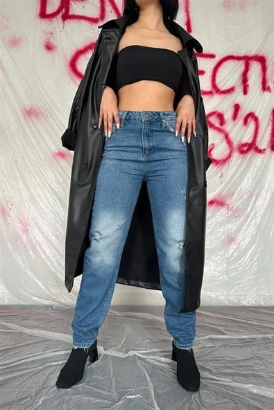 Lazer Kesim Jeans Pantolon - 2