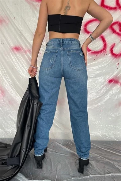 Lazer Kesim Jeans Pantolon - 4