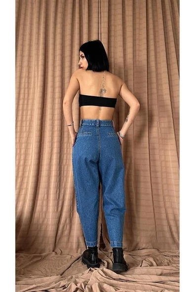Pileli Jeans Pantolon - Resim 4