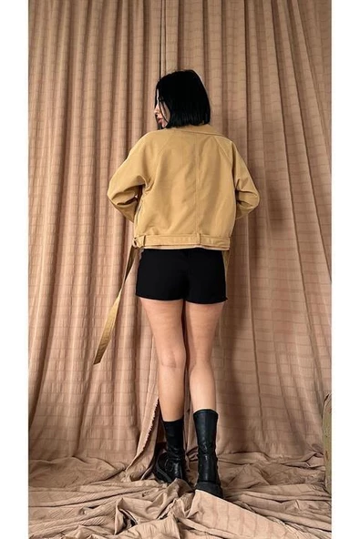 Kemerli Kısa Trençkot - 3