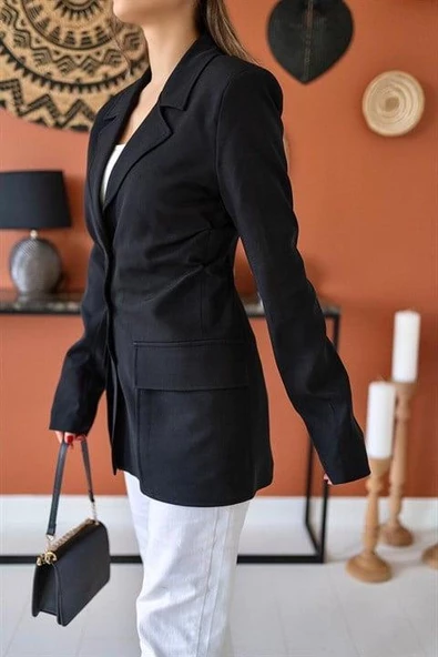 Büzgü Detay Ceket Elbise - Resim 5