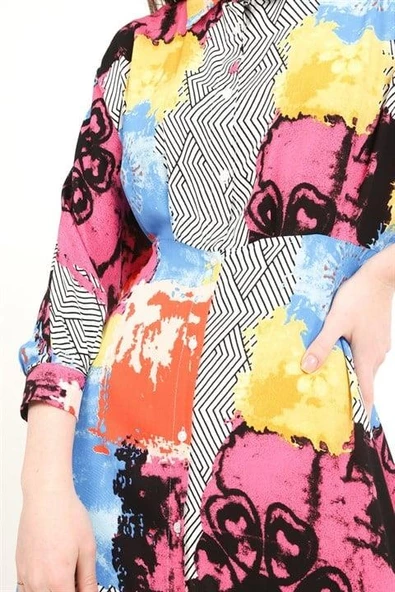 Renkli Gömlek Elbise - 2