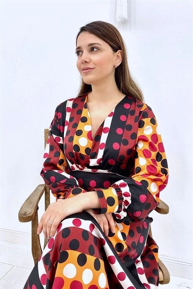 Saten Uzun Elbise - Resim 4