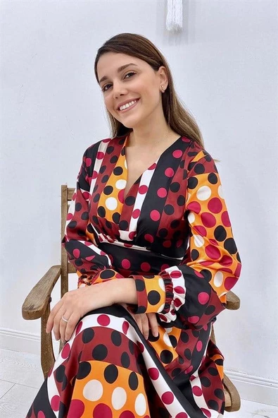 Saten Uzun Elbise - Resim 5