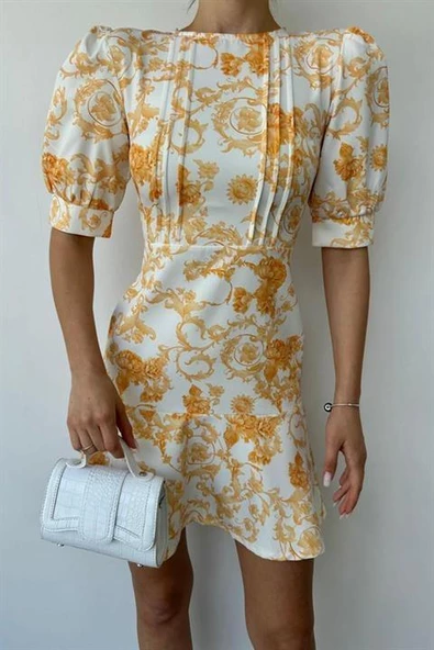 Çiçekli Desenli Elbise - Resim 2