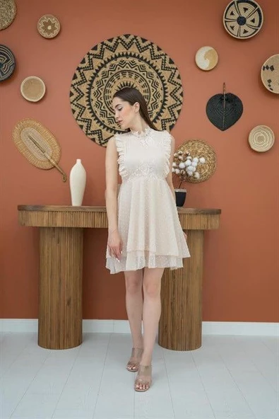 Çiçek Desenli Astarlı Elbise - Resim 2