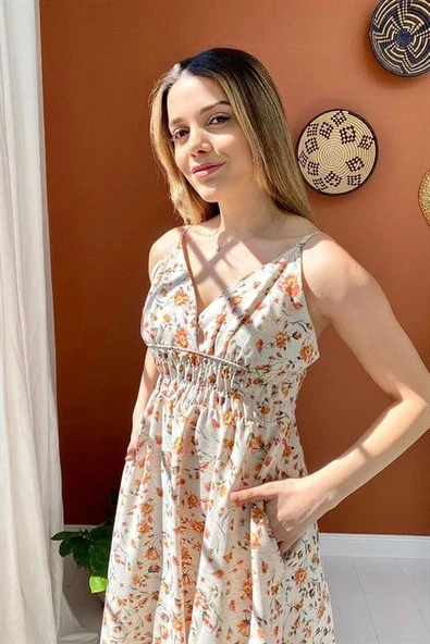 Askılı Desenli Elbise - Resim 3