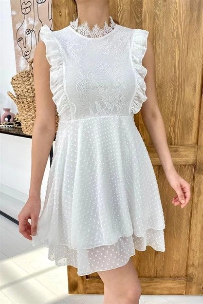 Çiçek Desenli Astarlı Elbise - Resim 2