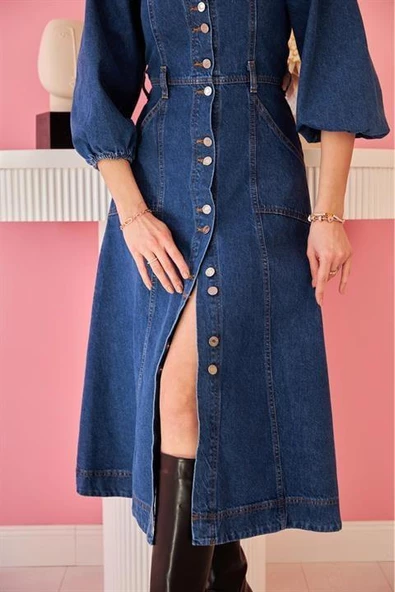 Balon Kol Kot Elbise - Resim 4