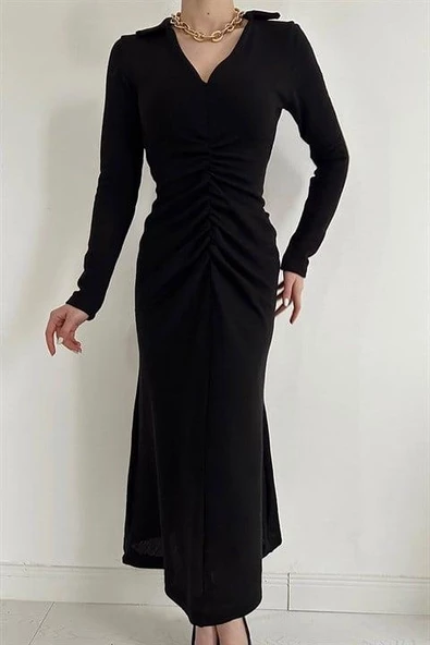 Büzgülü Triko Balık Elbise - Resim 2