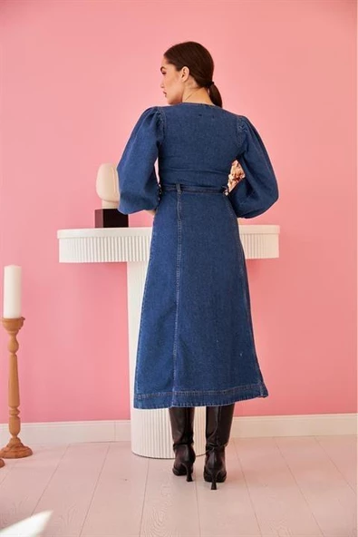 Balon Kol Kot Elbise - Resim 5