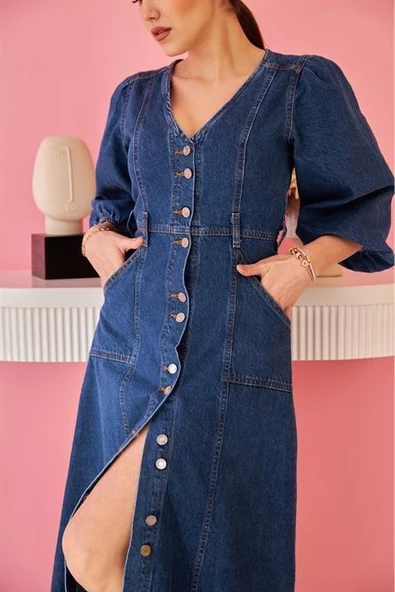 Balon Kol Kot Elbise - Resim 3