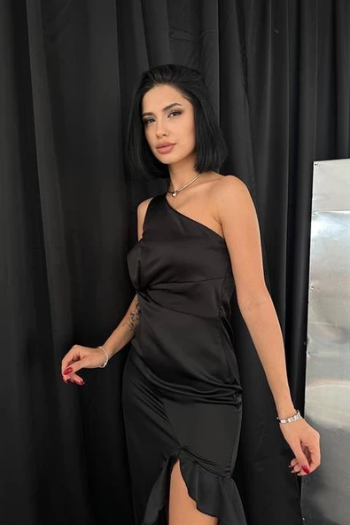 Volanlı Saten Abiye - 2