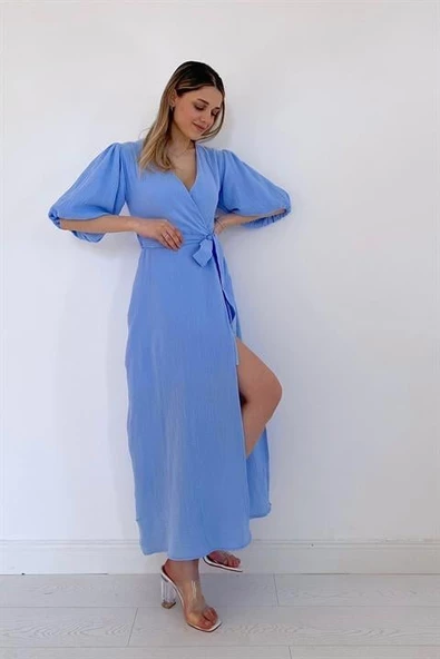 Kuşaklı Müslin Elbise - Resim 3