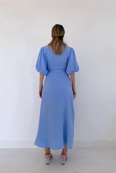 Kuşaklı Müslin Elbise - Resim 5