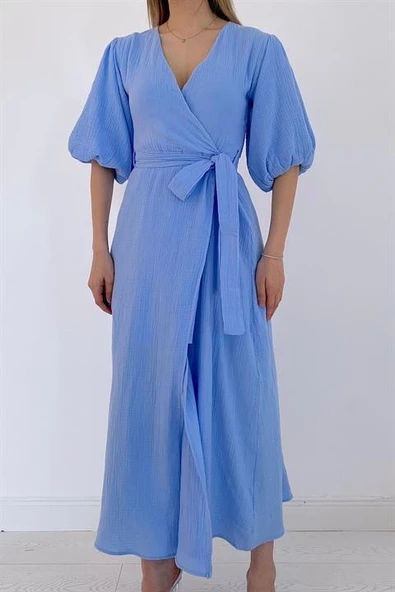 Kuşaklı Müslin Elbise - Resim 4