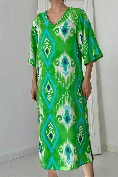 Yırtmaçlı Viskon Elbise - Resim 3