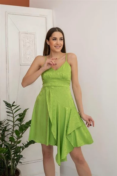 Jakarlı Asimetrik Elbise - Resim 3