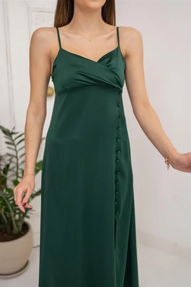 Askılı Saten Elbise - Resim 5