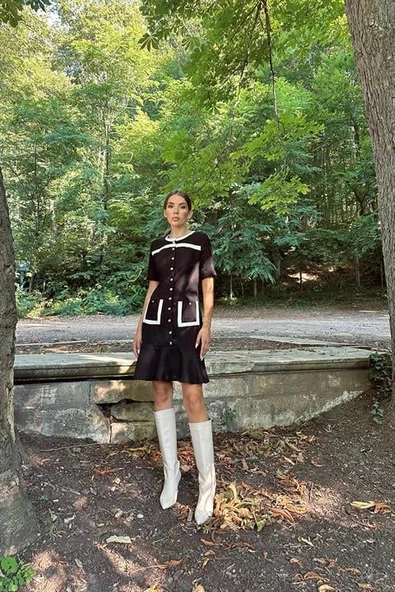 Cep Detaylı Düğmeli Elbise - Resim 2