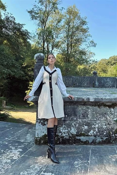 Süs Cepli Askılı Elbise - Resim 5