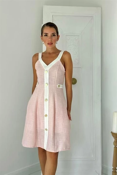 Süs Cepli Askılı Elbise - Resim 3