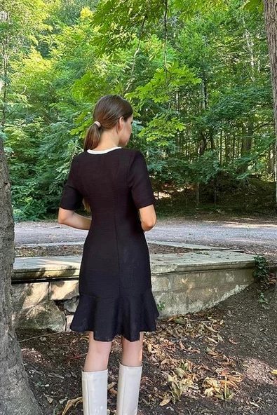 Cep Detaylı Düğmeli Elbise - Resim 8