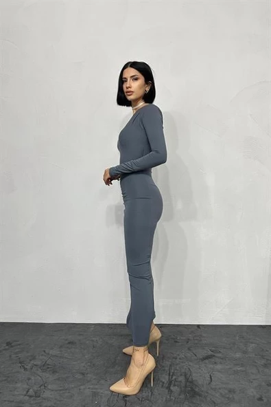 Büzgü Detaylı Tek Kol Elbise - Resim 2