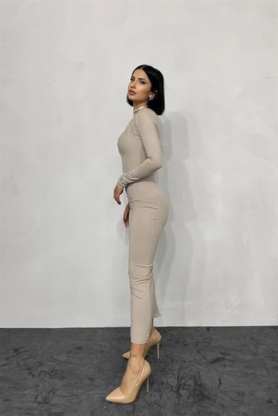 Büzgü Detaylı Tek Kol Elbise - Resim 2