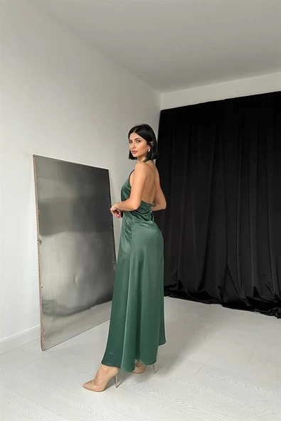 Pileli Saten Elbise - Resim 2