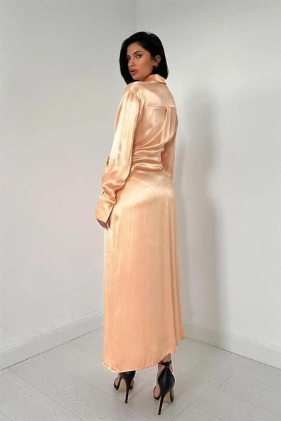 Kuşaklı Gömlek Elbise - 2