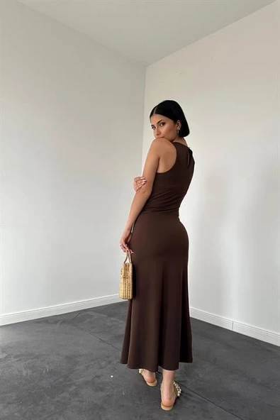 Kolsuz Bisiklet Yaka Elbise - Resim 4