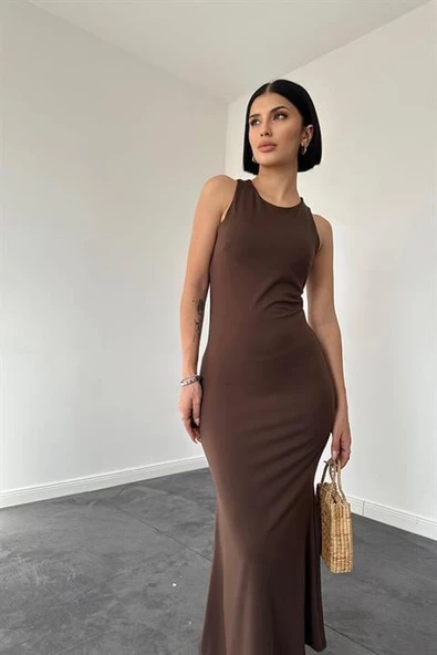 Kolsuz Bisiklet Yaka Elbise - Resim 3