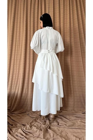 Gül Kemerli Kat Kat Elbise - Resim 4