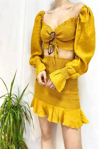 Gipeli Bluz ve Etek Takım - Resim 2