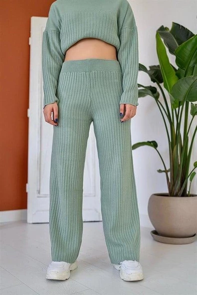 Yarım Boğazlı Fitilli Triko Takım - Resim 3