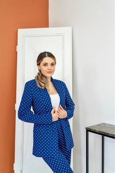 Ceket ve Pantolon Takım - Saks - Resim 5