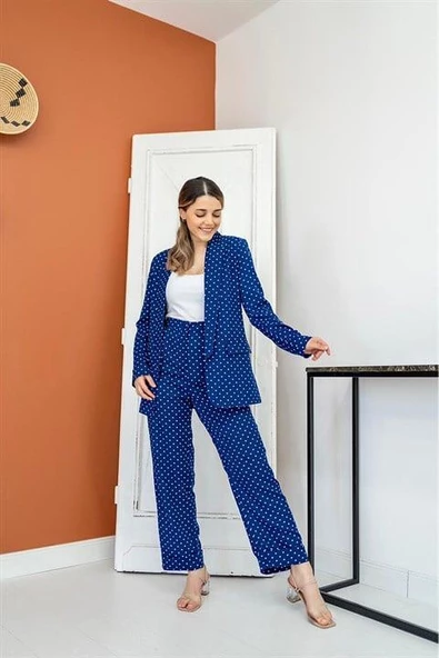 Ceket ve Pantolon Takım - Saks - Resim 7