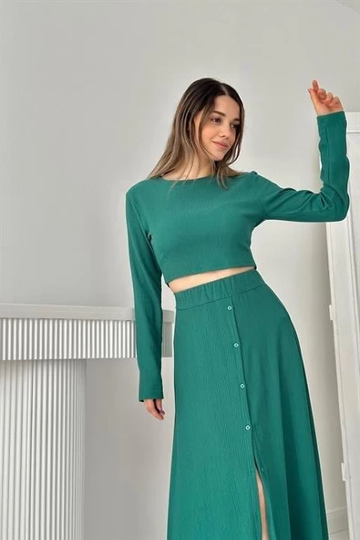 Fitilli Bluz ve Etek Takım - Resim 3