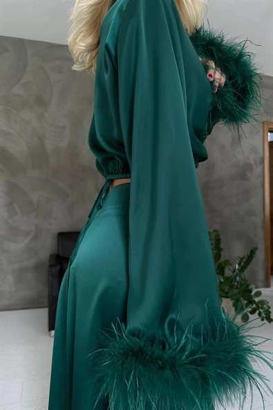 Kolları Tüllü Bluz ve Etek Takım - 5
