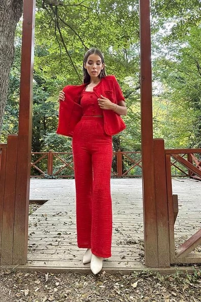 Askılı Büstiyer Ceket ve Pantolon Takım - Resim 10