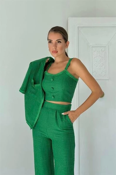 Askılı Büstiyer Ceket ve Pantolon Takım - 5