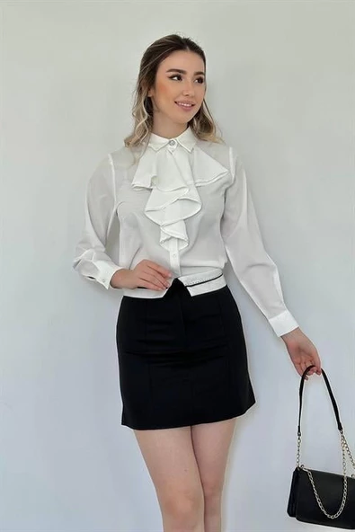 Jesica Volanlı Taş Düğme Detaylı Gömlek - 2