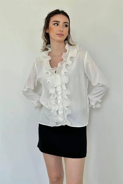 Yakası Volanlı Gömlek - 3