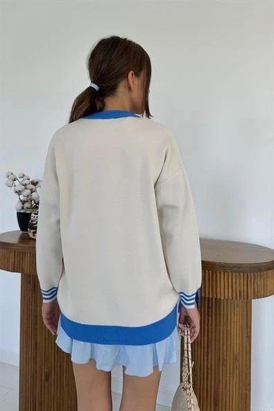 Yaka ve Manşet Garnili Triko Kazak - 7