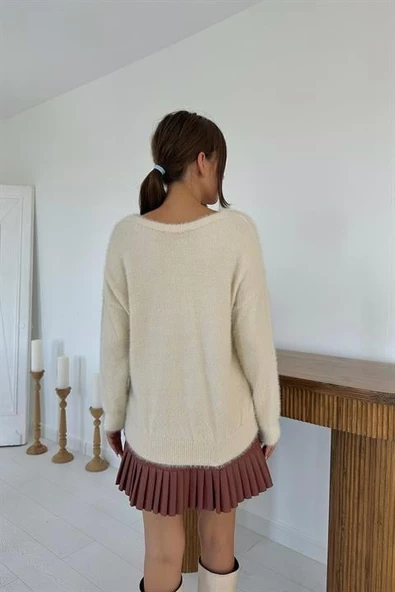 Boncuk İşleme Detaylı Triko Kazak - 8