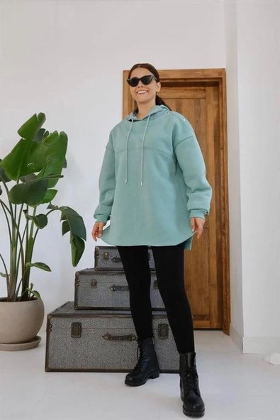 Kapüşonlu Garni Detay Sweatshirt - 3