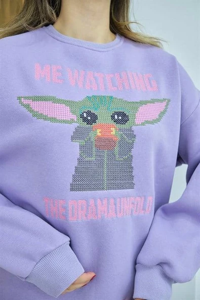 Baskı Detaylı Oversize Sweat - 4