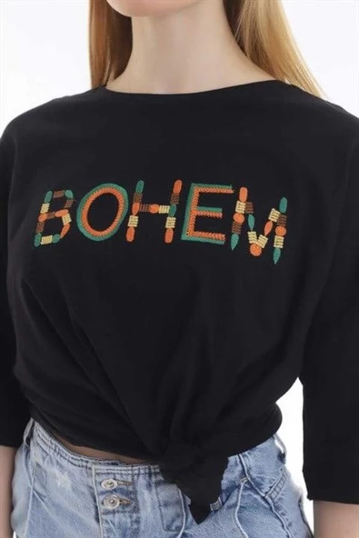 Nakışlı Casual T-Shirt - Resim 4