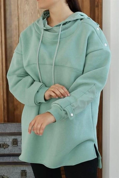 Kapüşonlu Garni Detay Sweatshirt